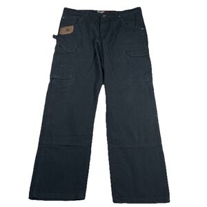 Wrangler Riggs Double Knee Cargo Pant Mens 38X32 Black Ranger Ripstop Carpenter